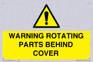 WARNING ROTATING PARTS BEHIND COVER